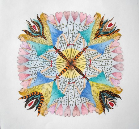 Mandalala No.140, "LISTEN TO YOUR HEARTBEAT" 2015, 50 x 50 cm 